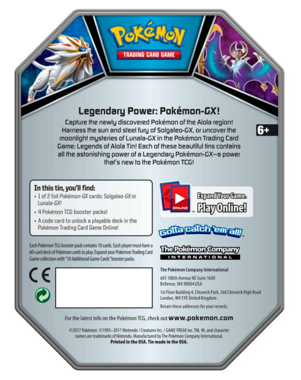 Legends of Alola Tin (Solgaleo GX)